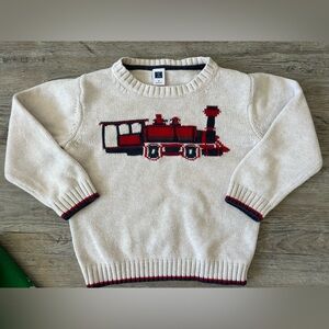 Janie and Jack Cream Knit Sweater with Train